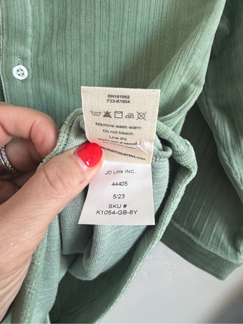 The Sunday Collective Ribbed Button Front Shirt Green Bay 8-9Y NWT Portugal - Picture 7 of 7
